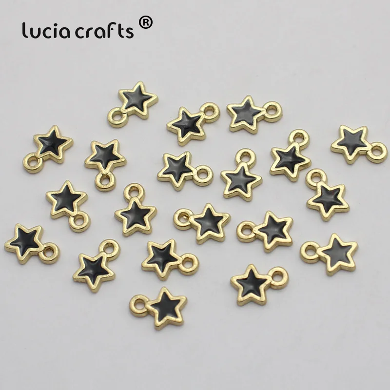 25pcs 7*9mm Cute Enamel Star Pentagram Charms Alloy Pendants DIY Fashion Bracelet Necklace Jewelry Making Finding Accessories