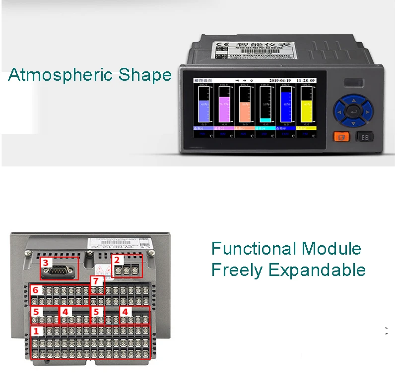 R7100 цветной экран безбумажный рекордер сенсорная Температура Влажность Давление скорость ветра ток многоканальный безбумажный рекордер