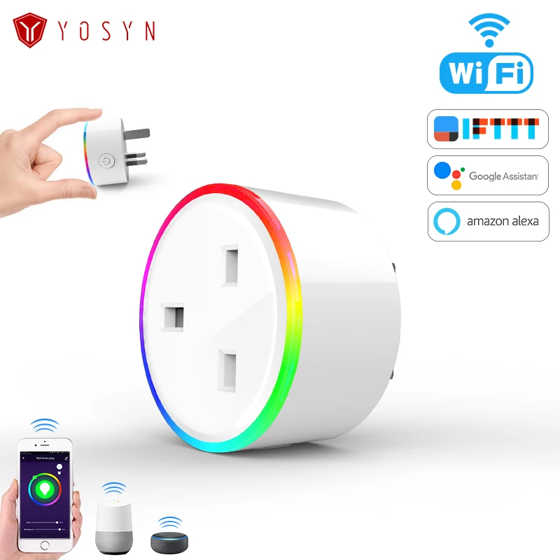 

Wifi Smart Timer Plug Compatible with Alexa,Google Home Voice Remote Control UK RGB Scene Light Smart Socket plug