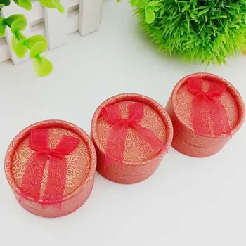 

1PC New Elegant Round Earring Rings Box Bowknot Jewelry Organizer Box Holder Wedding Engagement Gifts Package Box Display