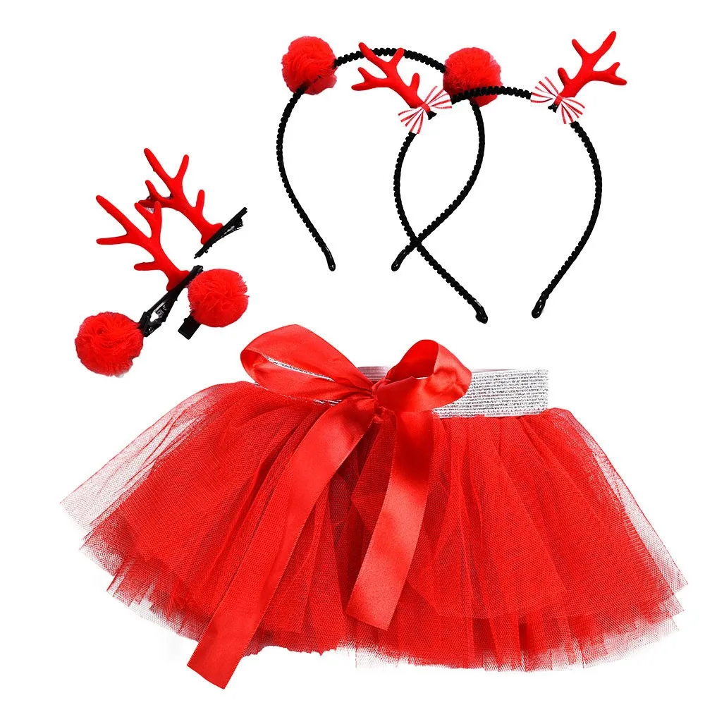Юбка для девочек Детская шифоновая пышная бальная юбка с пайетками Детская+ повязка на голову, вечерние Рождественские юбки-пачки красного цвета для маленьких девочек - Цвет: 02