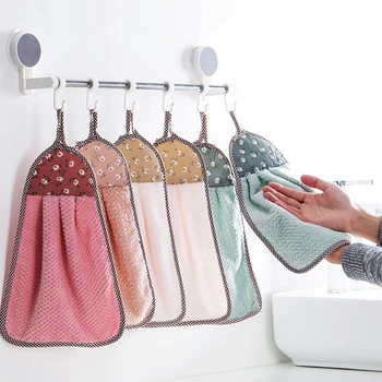 

Coral Velvet Bath Supplies Soft Absorbent Hand Towel Kitchen Cloths Hanging Clothes Kitchen Accessories 30 * 40cm