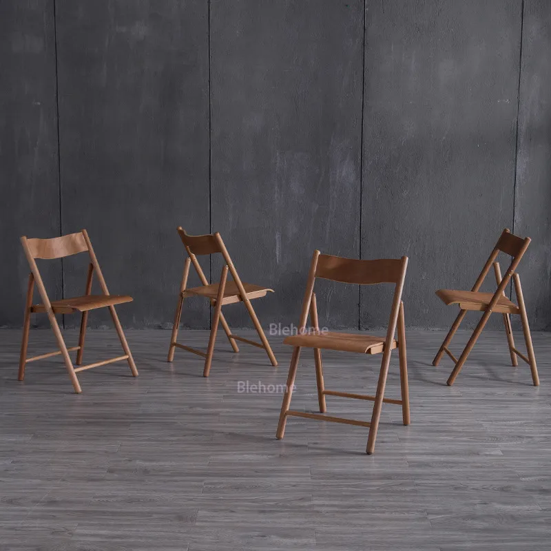 Nordic Dining Chair Simple Wooden Folding Beech Chairs Office Training Learning Creative Kitchen Furniture |