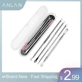 

ANLAN 4 Pcs/Set Stainless Steel Blackhead Remover Needles Pimple Spot Comedone Extractor Cleanser Beauty Face Cleaning Care Tool