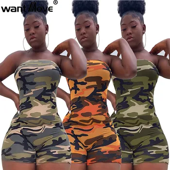 

Women jumpsuit Wantmove summer sexy camouflage wrapped chest shorts slim 2019 new casual jumpsuit WM896