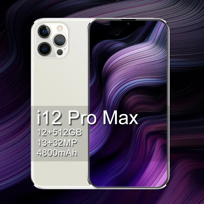 Global I12 Pro Max 6.7 Inch Smartphones 5G 10-Core MTK-6889 12GB+512GB Android Mobile Phone Face ID Unlcok Dual SIM Cellphones