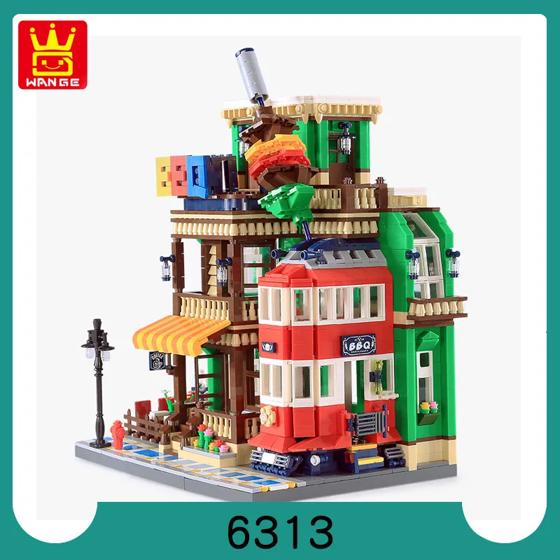 

Ten Grid 6313 City Streetscape Series Bbq Restaurant Small Grain Male Girl Alpinia Oxyphylla Assembling Building Block Toys