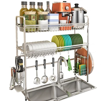 

304 Stainless Steel Air Washing Bowl Put Dish Rack Sink Drain Rack Dish Basin Kitchen Sink Rack Above