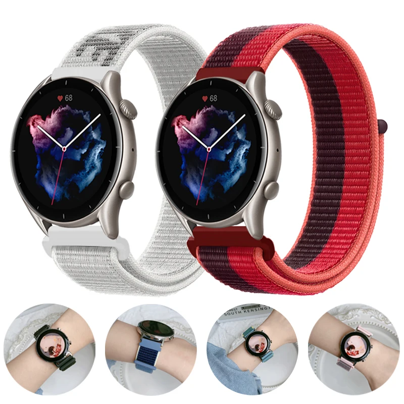 Ремешок нейлоновый для Samsung Galaxy Watch 4/Classic/3 45 мм/active 2/Gear S3 браслет наручных часов