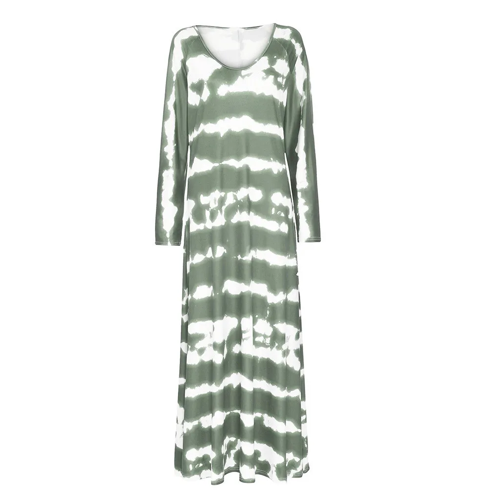 Летнее плотное летнее платье с v-образным вырезом и длинными рукавами для женщин повседневное хлопковое льняное свободное пляжное платье вечерние платья миди# g2 - Цвет: Зеленый