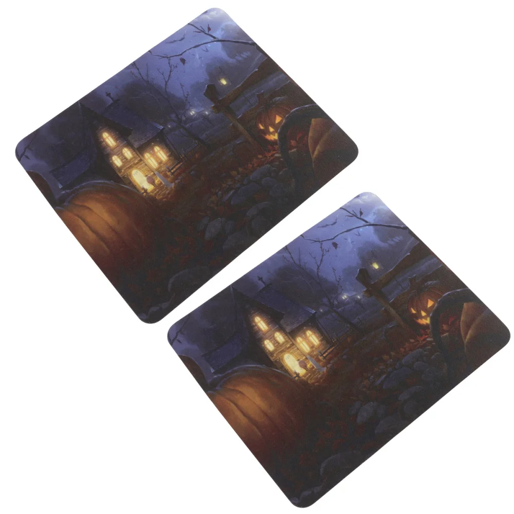 

2 PCS Mouse Mat Halloween Rubber Rectangle Pumpkin Pattern Anti-slip Gaming Mouse Mat Mouse Pad Mouse Mat for Office Home Deskto