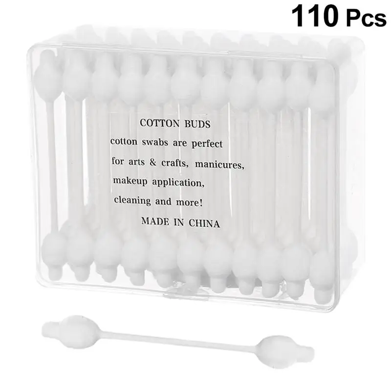 110 pièces écouvillon jetable Double tête coton-tige Portable q-conseils bâtons de nettoyage multi-usage coton-tige pour la maison bébé voyage (lot de 110)