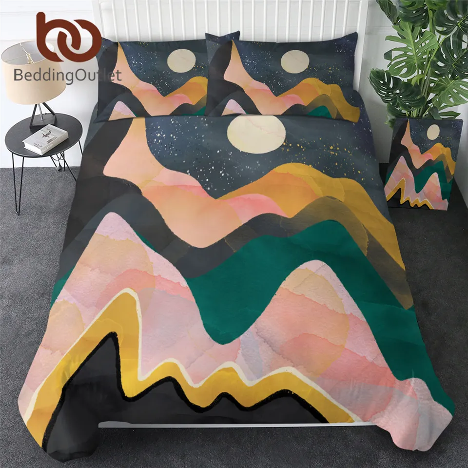 Постельное белье BeddingOutlet с абстрактным рисунком набор акварельных гор