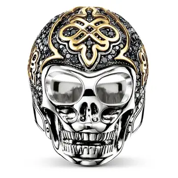 

Chinese knot Skull Cocktail Ring Thomas Style Punk Rebel Black Pave Zircon Jewerly For Women 2020 Ts Gift In 925 Sterling Silver