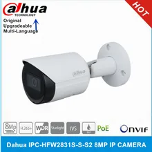 Original dahua IPC-HFW2831S-S-S2 8mp câmera ip poe ip67 ir30m p2p bala luz das estrelas câmera
