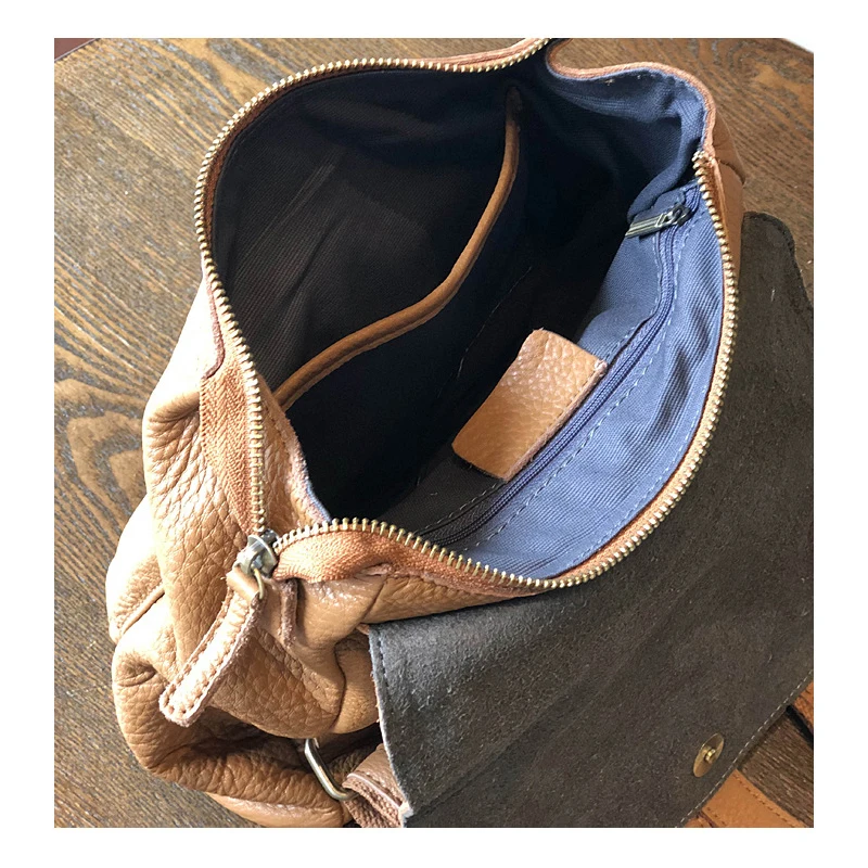 Backpack Genuine Leather Shoulder Bag Casual Travel Bags Vintage College Bag Large Capacity High Quality Soft Cover Fashion