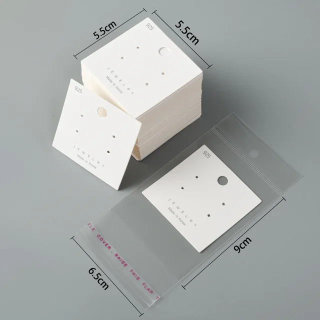 30pcs Earrings Paper Card for Bracelet Necklace Hairband Ear Studs DIY Jewelry Display Package Card Handmade 5x5/6x6/5x9/8x8cm 5.5x5.5cm Cards