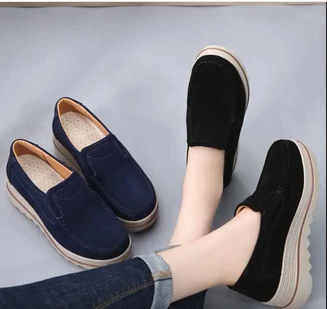Autumn Winter Women Flats Shoes Platform Sneakers Shoes Leather Suede