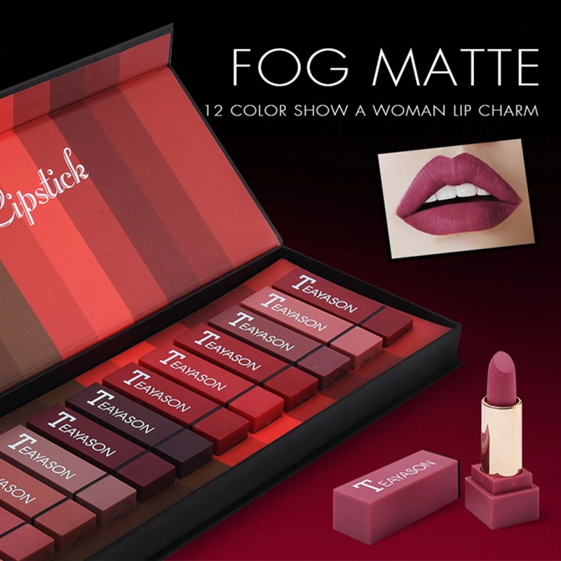 dropshipping brand Lipstick 12pcs/lot lip kit matte Waterproof Nutritious Velvet lipstick Red Tint Nude batom makeup set gift dropshipping brand Lipstick 12pcs/lot lip kit matte Waterproof Nutritious Velvet lipstick Red Tint Nude batom makeup set gift