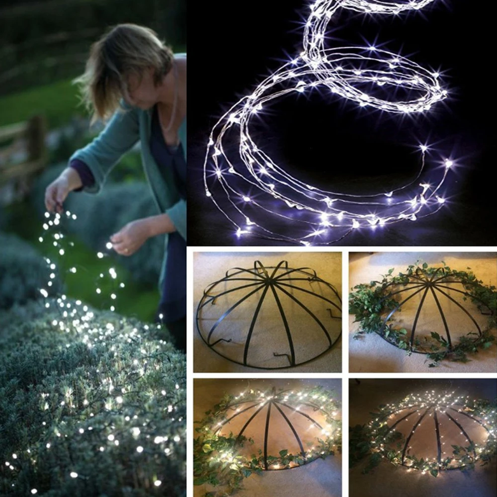 

100/200LED TreeVine Lamp Solar String Light Waterproof LED Copper Wire DIY String Holiday Outdoor Christmas Party Wedding Garden