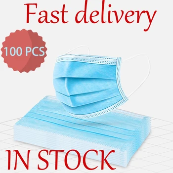 

100 Pcs 3-Ply Disposable Mask Anti-dust Safe And Breathable Masks Earloops Anti Fog Anti-virus Face Masks