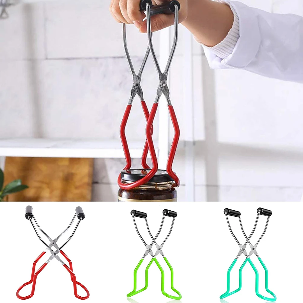 

Canning Jar Lifter with Grip Handle Stainless Steel Can Lifter Tongs Jar Clip Heat Resistance Anti-clip Mason Jar Glass Lifter