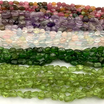 

5-6mm Natural Genuine Stone Quartz Crystal Nugget Free Form Fillet Irregular Pebble Necklace Bracelet Beads 15" A006429