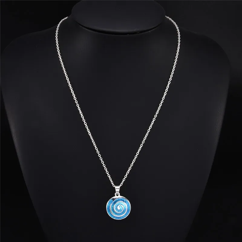 Новинка, модное женское серебряное ювелирное изделие, голубой огненный опал, милый маленький круглый кулон, ожерелье, цепь для женщин, массивное ожерелье - Окраска металла: SF708