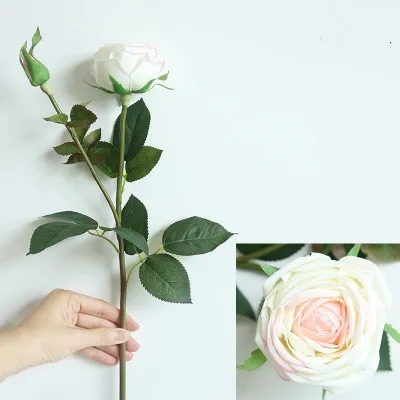 milky pink 1 шт., 71 см, 2 вилки, искусственные цветы, настоящее прикосновение, латексная Роза, на ощупь, войлок, имитация для дома, свадьбы, Декоративный букет цветов - Цвет: milky pink