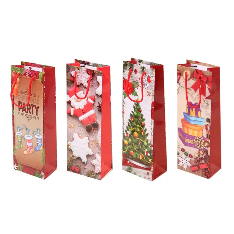 

12pcs Christmas Paper Wine Bottle Gift Bags Reusable Present Packaging Pouch New
