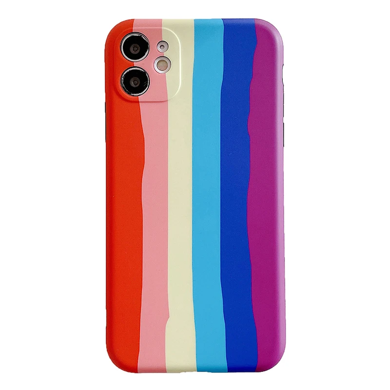 Rainbow Phone Case For iPhone 12 13 Pro 12 Mini 11 11 Pro Max XR XS Max 7 8 Plus X SE 2020 Gradient Color Silicone Back Cover cool iphone 12 mini cases