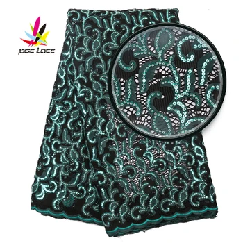 

2019 African Net Lace Fabric With Sequins Popular Hot Sale High Quality Nigerian Embroidered Lace For Women Dress AMY3061B