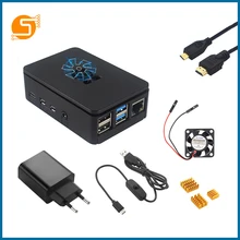 S ROBOT  Raspberry Pi 4 Case Plastic Shell ABS Enclosure Box with Cooling Fan Heatsink Power Adapter Card HDMI Cable for RPI160