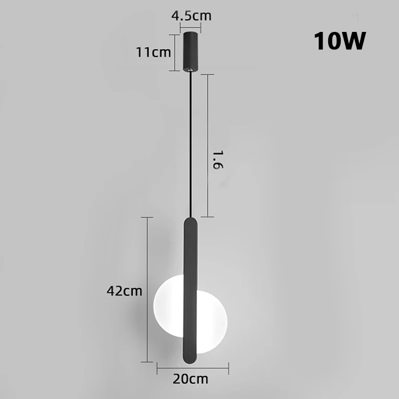 Подвесное освещение в скандинавском стиле для спальни, Современная Подвесная лампа для гостиной, домашний декор, осветительная арматура для столовой/кабинета - Цвет корпуса: C black L42cm 10W