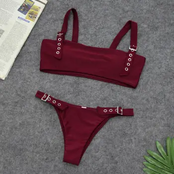 

Summer Swimwear Womens Padded Push-up Bra Bikini Set Biker Punk Style Swimsuit Bathing Suit Swimwear Beachwear