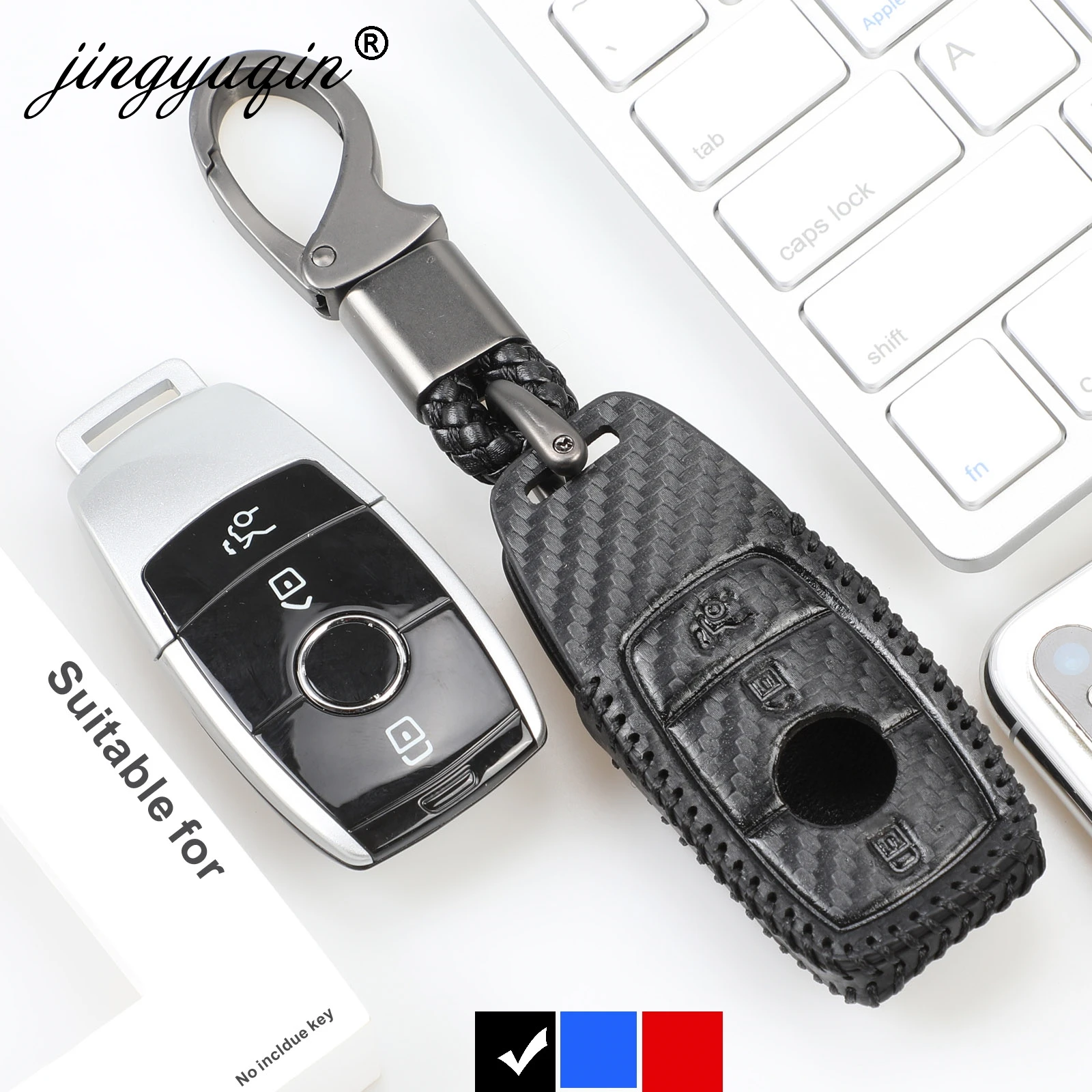 Leather Car Key Cover For Mercedes Benz AMG 2017 E Class W213 Smart Key Chain 
