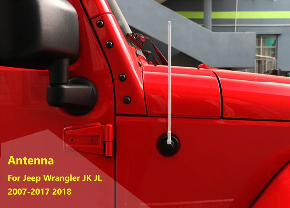 1SHINEKA Aerials for Jeep Wrangler JL Accessories 2018-2007 JK 17cm 33cm Universial Replacement Metal Antenna For Wrangler 2018