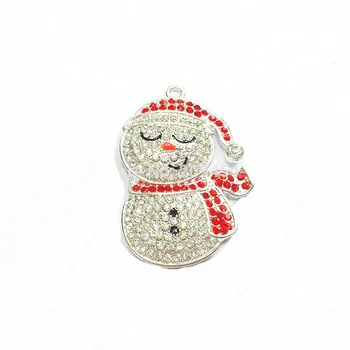 

Newest 45mm*35mm 10pcs/lot Snowman With Christmas Hat Rhinestone Pendants For Christmas Jewelry