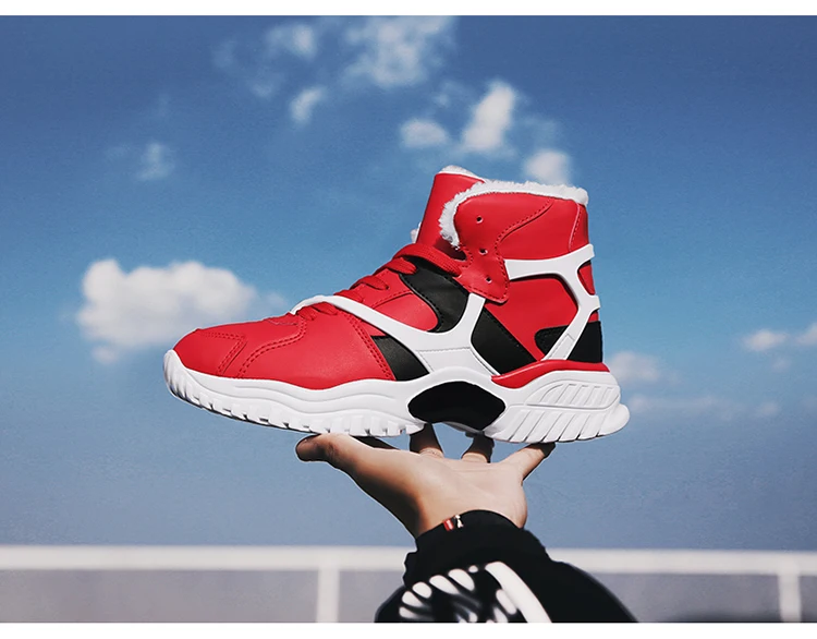 High-top Basketball Shoes Men Cushioning Light Basket Sneakers Winter Warm Ankle Boots Anti-skid Breathable Outdoor Sports Shoes