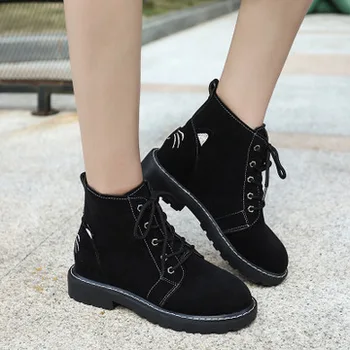 

Fall / Winter 2019 new frosted lace-up low-top Martin boots women's thick heel short boots