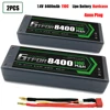GTFDR 2PCS 2S Lipo Battery 7.4V 7.6V HV 8400mAh 7000mAh 6200mA 5200mAh 140C/280C 100C/200C 60C/120C 4mm for 1/8 1/10 Road RC Car 3