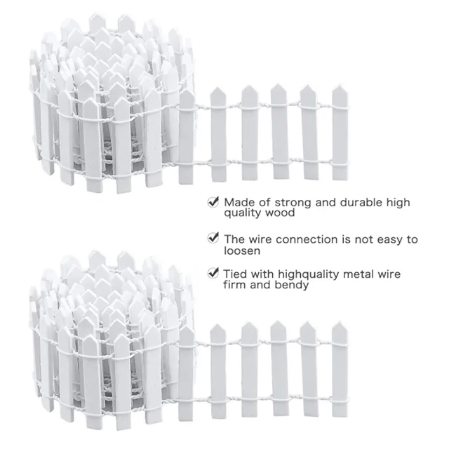 Új 5X90 Cm -Es Barkács Mini Kis Kerítés Gát Fa Kézműves Miniatűr Tündérkert Terrárium Cserepes Pálcái Dekoráció