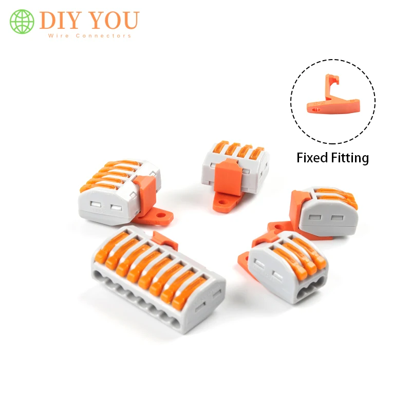 30/50/100PCS 222-413 TYPE universal Compact Wire Connector Wiring Conductor Terminal Block With fixing Accessories Connection