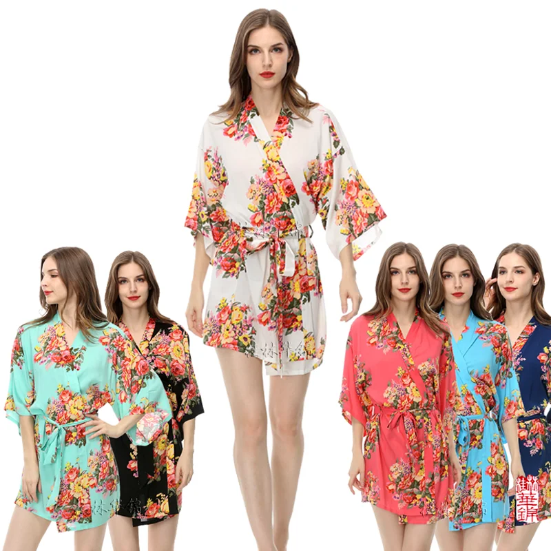 floral robe cotton Satin bridesmaid robes wedding Robe bride robe，Kimono WQ51 | Женская одежда