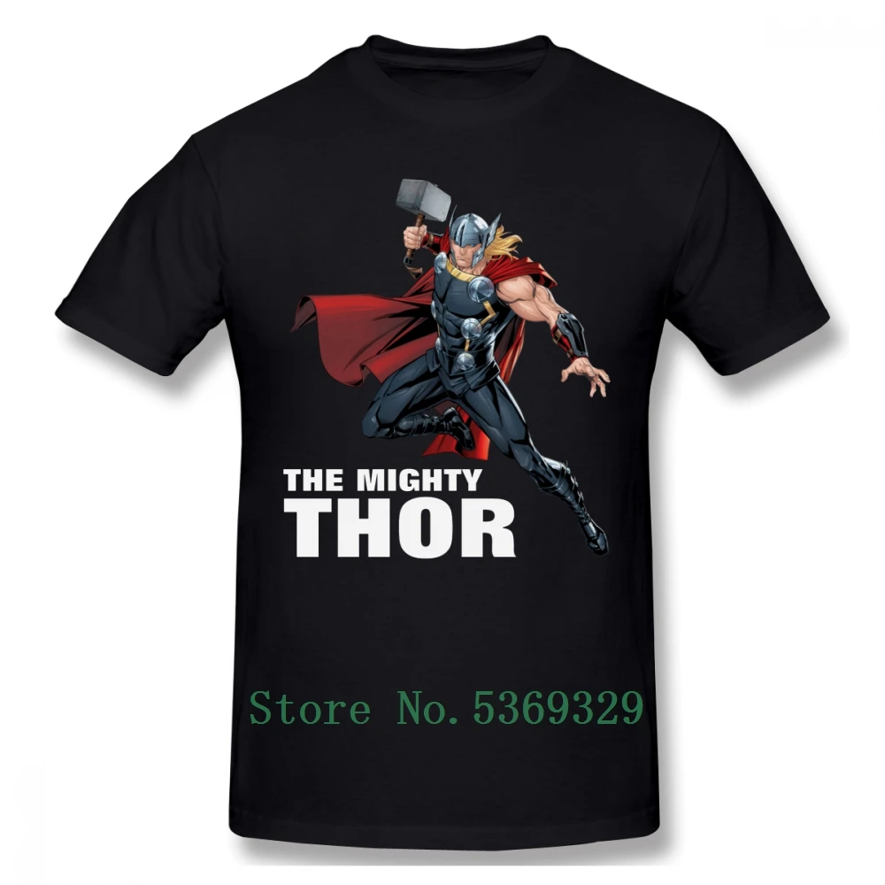 Thor футболка Leaping с Mjolnir Мужская хлопок большой графический милый пляж короткий