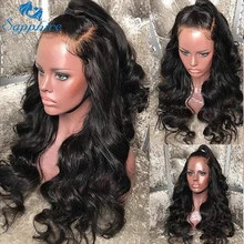 Сапфир 13*4 кружевные передние человеческие волосы парики предварительно выщипанные Детские Волосы бразильские объемные волнистые волосы remy кружевные передние человеческие волосы парик для черных