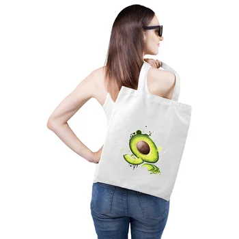 

Reusable Eco-Friendly Grocery Foldable Shopping Bags Cute Avocado Printing Folding Tote Bag With Handle Shopper Shoulder Bags