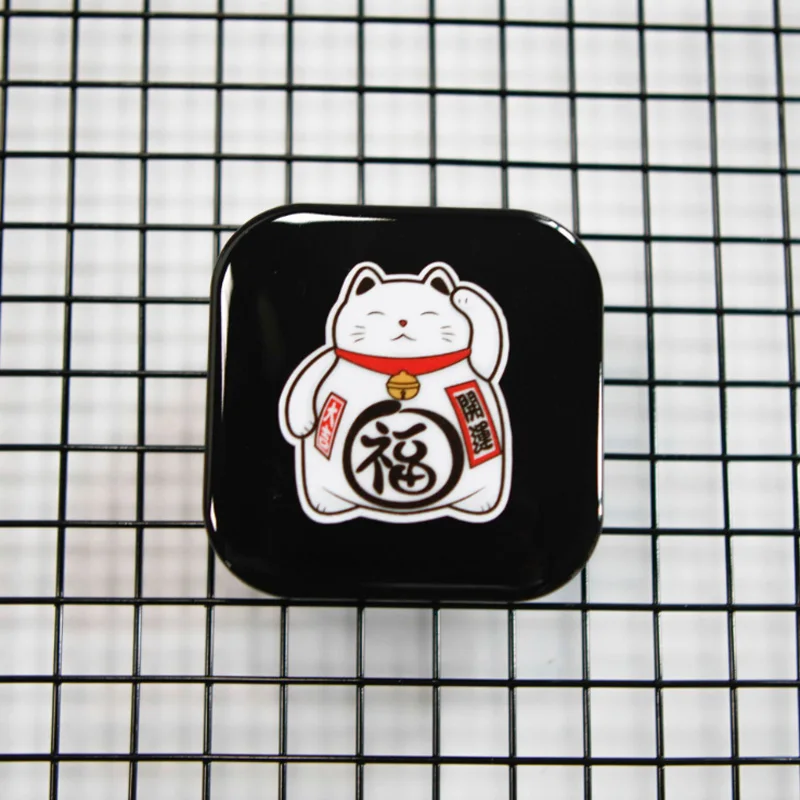 Квадратный чехол для контактных линз Lucky Cat, простая коробка для хранения контактных линз, красивый портативный чехол, Рождественский подарок