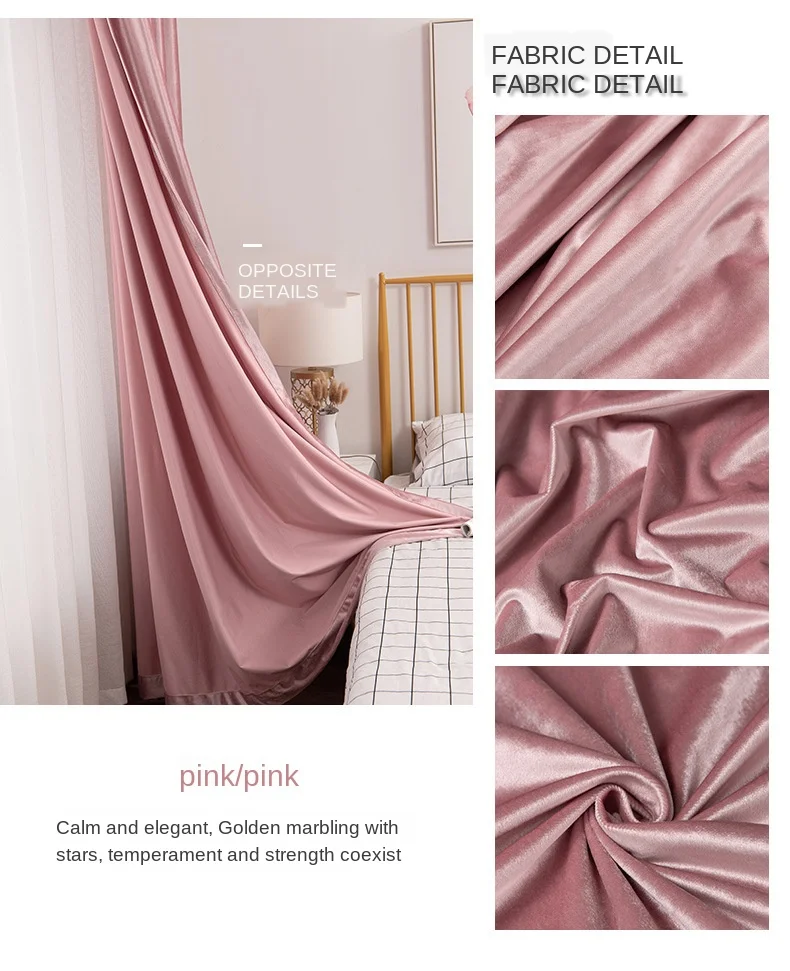 Thick Italian Velvet Solid Color Shade Simple Korean Style Curtains for Living Room Bedroom Luxury Fabrics Velvet Curtains