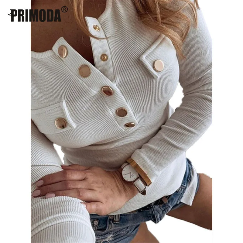 

5XL Plus Size Autumn Winter Blouse Long Sleeve Work Wear Women Blouse Buttons Shirt Casual Knit Tops O Neck Drop Shipping PR121M